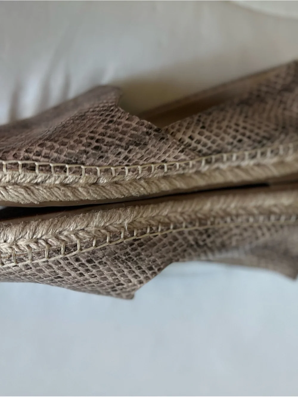 Sam Edelman Woven Snake-Print Espadrille Flats in Taupe size 8.5